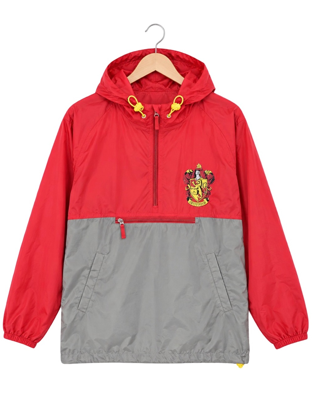 Universal Studios Harry Potter Gryffindor Windbreaker Jacket Maroon Grey 1/4 Zip